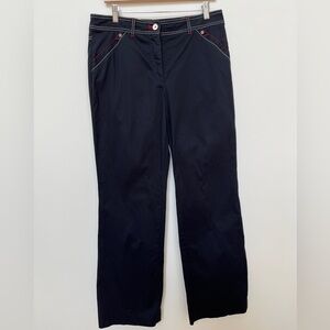 CONRAD C Collection Black Wide Leg Pant Accent Stitching Summer Nautical Chic